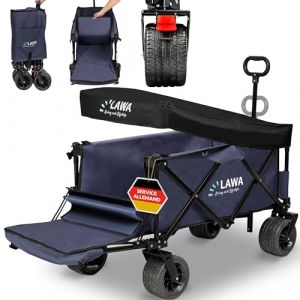 Chariot Pliable avec hayon Toit Chariot de Plage Chariot de Jardin Chariot de Transport extérieur 100kg Chariot à Main Charrette à Bras Caddie Diables à Main Poussette pour Chien Bleu (LAWA Living and Lifstyle (Prix TVA incluse), neuf)