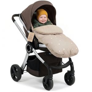 chanceliere bebe poussette 95x 45 cm - chanceli&egrave;re et couverture universelle ideal pour cybex et autres b&eacute;b&eacute;s poussettes auto sieges ideal pour pour les gar&ccedil;ons et les filles Beige &eacute;toiles blanches (ASE Sp&oacute;łka Akcyjna, neuf)