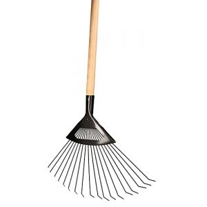 KOTARBAU&reg; R&acirc;teau &agrave; feuilles en fil d'acier pour balayer les feuilles d'herbe avec manche en bois 150 cm (KOTARBAU, neuf)