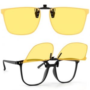 Kiiwah Sans Cadre lunette jaune conduite de nuit pour Hommes et Femmes, L&eacute;g&egrave;res et Portables Clip Lunette de Nuit Conduite 180 Degr&eacute;s Id&eacute;ales pour la Conduite, la P&ecirc;che et la Course &agrave; Pied (Mekii, neuf)