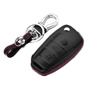 M.JVisun V&eacute;ritable Cuir Clef Coque Porte-cl&eacute;s pour Audi A1 A3 A4 A6 A8 Quattro Q2 Q3 Q7 R8 RS3 RS6 S3 S6 TT TTS Pliant Cl&eacute; - Cuir - Noir (M.Jvisun.Eu, neuf)