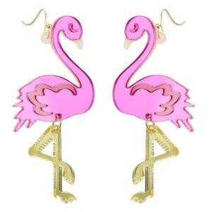 Boucles d'Oreilles Flamant Rose pour Femme, Acrylique Paillettes Boucles d'Oreilles Pendantes Flamant Rose Bijoux d'Oiseaux pour un Usage Quotidien Été Plage Fête Tropicale (Style 6) (Bai Yun, neuf)