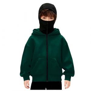Veste Cagoule Enfant Gar&ccedil;ons Filles Pull Cagoule avec Masque Balaclava Zip Hoodie Sweat &agrave; Capuche Anti-Vent D&eacute;contract&eacute; Blouson Automne et Hiver Chaud pour Sports de Plein Air V&eacute;lo Manteau (♛. ThriVE (✈5-10 jours d&eacute;lai de livraison✈), neuf)