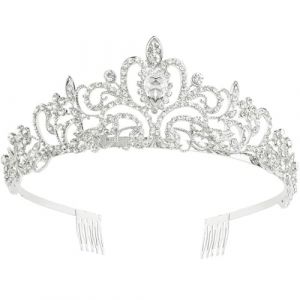 Caiguoer Mariage Tiara Princesse Reine Tiare Bandeau Argent Cristal Tiare Couronne avec Peigne pour Fille Femmes Mariée Bal Princesse Fête d'Anniversaire (haoliyuanmaoyi, neuf)