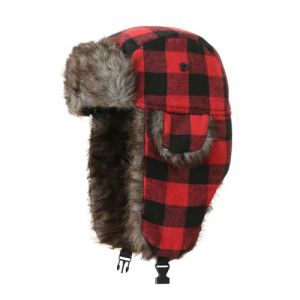 FOSDICK Chapeau de Trappeur Unisex, Chapka Bonnet Femme Homme, Hiver d'aviateur Russe Carreaux, d'hiver Ushanka Chapeau avec Cache-Oreilles, Chapeau Russe, Anti Vent Chapeau Chaud Chapeaux Ski (FOSDICK, neuf)