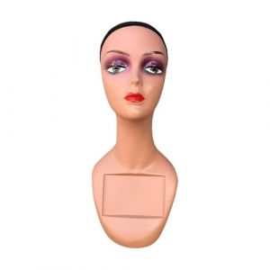 Milageto Tête de mannequin réaliste, buste de mannequin, vitrine, avec présentoir de perruque de maquillage, support de perruque pour chapeau, foulards, Style B (Milageto-EU, neuf)