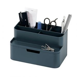BLUE GINKGO Organisateur de Bureau Compact &ndash; 5 Compartiments, Demi-tiroir &ndash; Porte-stylos, Organisateur de Papeterie pour Bureau, Coiffeuse, &Eacute;tag&egrave;re (Fabriqu&eacute; en Cor&eacute;e, Bleu) (BLUE GINKGO, neuf)