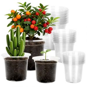 KINGLAKE Pots de Fleurs en Plastique, Pot pour Semis, 10/12.7/16.5 cm, 15 Pcs Godet de Culture Rempotage, Godet Repiquage Plantation Transparent, pour Semis, Orchid&eacute;es, Graines- Tailles Mixtes (JH Gardening, neuf)