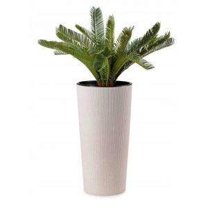 HowHomely Pot de fleurs grand format haut 57 cm avec insert pot de 30 cm de diam&egrave;tre &ndash; Grand pot de fleurs en plastique pour d&eacute;coration de salon, jardin ou terrasse &ndash; Beige (Homerci, neuf)