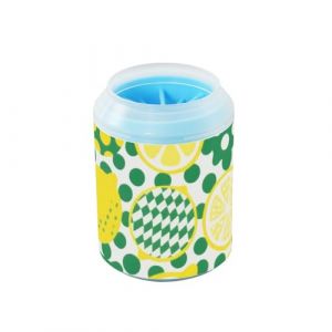 miaozhen Tasse de nettoyage réutilisable pour pattes d'animaux domestiques avec brosse en silicone pour chats et chiens Jaune/vert à pois (FengLinJu, neuf)