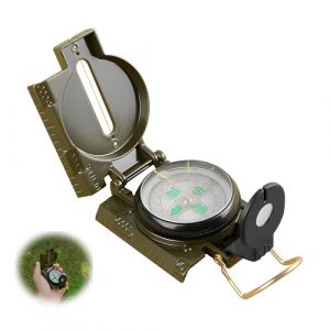 Boussole Militaire &agrave; vis&eacute;e &ndash; Compas d&rsquo;Orientation Robuste et &eacute;tanche, marquages fluorescents, Amortissement Rapide de l&rsquo;Aiguille, Lecture d&rsquo;azimut pr&eacute;cise pour Trek, Survie et cartographie (Puzhuqikeji, neuf)