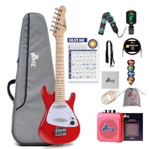 Winzz Kit de Guitare &Eacute;lectrique pour Enfants de 30 pouces, Guitare &Eacute;lectrique Mini Junior 1/4 pour Enfants, Ensemble Complet pour D&eacute;butants avec Amplificateur, Couleur Rouge Brillant (AILEEN Music, neuf)