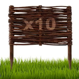 Floranica Bordures de Parterre en Saule Lot de 10 pi&egrave;ce 20 cm x 30 cm Cl&ocirc;ture en Bois de Osier pour Bordure Plate-Bande Palissade Bordures de Fleurs D&eacute;coratives Panneau en Saule (Pemicont, neuf)