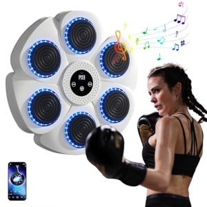 EagerMinds Machine de Boxe Musicale Adulte et Enfant, 9 Modes de Vitesse Cible Boxe Mural Musique avec Comptage Automatique, LED Machine De Boxe Musicale,Bluetooth Music Boxing Machine (White) (EagerMinds, neuf)