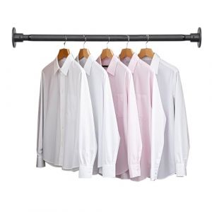 Tringle de penderie noire pour vêtements 60-84cm, tringle de penderie ajustable pour penderie, barre de penderie pour vêtements pour armoires, placard, buanderie, installation par perçage (zhuweimaoyi, neuf)