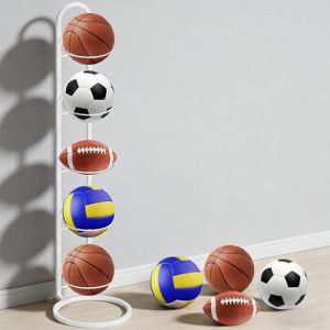 SUPRBIRD Support Ballon Basket 5 Niveaux en M&eacute;tal Blanc,Porte Ballon Amovible pour Football/Basket/Volley - Organisation Garage & &Eacute;quipement Sportif - Casier de Rangement de Balles (NEXXABOLT TRADING LTD, neuf)