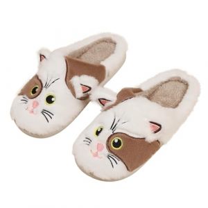 Puimentiua Mignon Chat Pantoufle Femme, Hiver Dessin Animé Chaussons Pantoufles Chat Femme Confortable AntidéRapant Chaussons Homme Fourrure Mules Pantoufles (Suqing, neuf)