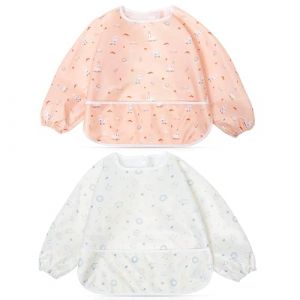 Little Dimsum Bavoirs Bebe avec Manches, Bavoir Manches Longue Bebe Bavoir Imperm&eacute;able B&eacute;b&eacute;, Tablier Peinture Enfant Convient aux Enfants de 6 Mois &agrave; 3 Ans (Little-Dimsum, neuf)
