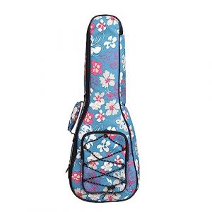 Surwin Ukul&eacute;l&eacute; 21/23/26 Pouces, Housse pour Ukul&eacute;l&eacute; Etui Ukul&eacute;l&eacute; Sac Ukul&eacute;l&eacute; Rembourr&eacute; avec Sangle R&eacute;glable pour Soprano/Concert (21 Pouces,Fleurs bleues) (Yiwin, neuf)