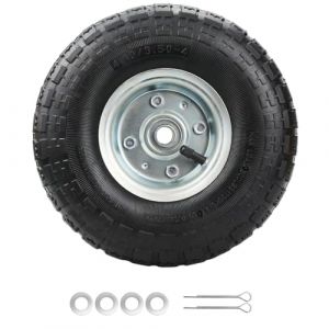 Lot de 1 Roue Tondeuse 4.10/3.50-4 Pneu Gonflable 4.10 3.50-4 pour Roue Brouette,Chariot de Jardin,Camion &agrave; Main,Wagon,Monte-Charges, Grues,260x85mm,Capacit&eacute; de Charge Max. 136kg (CreatPark, neuf)
