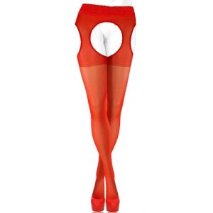 sesto senso Collant Ouvert Femme Sexy 15 Den Bas Pour Porte-Jarretelles Trou Entrejambe 2/S Rouge (CityFashion, neuf)