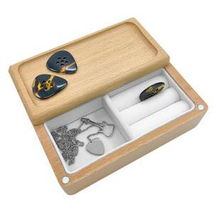 Musiin Support de Médiator de Luxe en Bois - Boîte de Rangement Robuste pour Guitare - Boîte à Bijoux pour Hommes, Femmes, Adolescents et Adultes - Idéal pour Accessoires (Musiin, neuf)
