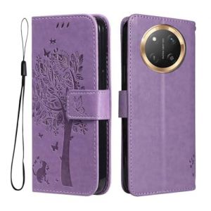 GOKEN Coque &Eacute;tui pour Honor Magic 7 Lite 5G / Honor X9c - Housse en Cuir Synth&eacute;tique et Silicone Souple, Rabat Magn&eacute;tique avec Porte-Carte, Antichoc, Portefeuille -Lavande (ALIDOU, neuf)