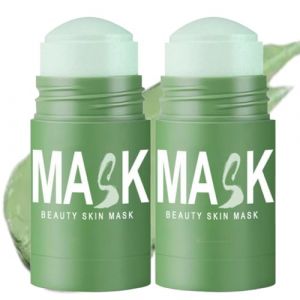 Diystar Masque Visage Th&eacute; Vert, Masque Point Noir, Green Mask Stick, Green Mask Stick Point Noir, Masque De Nettoyage Solide, Masque Nettoyant Au Th&eacute; Vert, Deep Cleansing Smearing Mask (2PC) (xiaxiappa99, neuf)