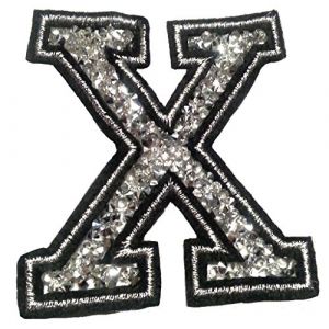 Écusson Patch Badge strass Brodé ecusson lettre alphabet thermocollant " X 8-10 cm " (B2SEE LTD avec TVA francaise et livraison LaPoste, neuf)