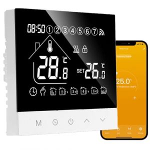 CHSGD Thermostat Connecté radiateur Electrique,Programmable WiFi Intelligent Chauffage Électrique au Sol Montage Mural Smart Thermostats d'ambiance Tuya ave à écran Tactile pour Alexa,Google Home 16A (Shanguangdian, neuf)