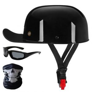 BYGMWEP Casque de Moto Ouvert R&eacute;tro Casquette de Baseball Casque Jet Demi-Casques Hommes Femmes pour Scooter Cyclomoteur Cruiser Cap Street Jet, Approuv&eacute; par ECE, pour Hommes et Femmes (lvliangshilishiquyufeizonghedian, neuf)