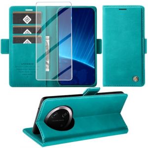 KOGENG Coque pour Honor Magic 7 Lite, Magnétique Housse en Cuir PU Premium Etui à Rabat, Pochette de Flip Portefeuille Antichoc Coque Protection Telephone pour Honor Magic 7 Lite 5G Case (Cyan) (KOGENG-FR, neuf)