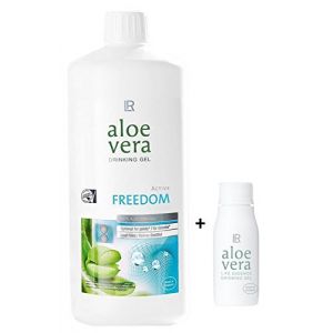 LR Freedom Gel &agrave; boire &agrave; l'aloe vera 1000 ml + bouteille rotative &agrave; l'aloe vera (vide) pour les d&eacute;placements 90 ml (LR-onlineshop24de, neuf)
