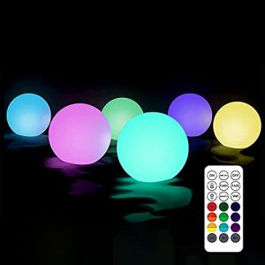 Lampes LED Flottantes Étang 6 PCS IP67 Boule Lumineuse Changeante Couleur, Lampe de Nuit à DEL Lumière exterieure Décoration- 16 changements de couleur RVB - Pour piscine, fête, spa, patio, 8CM (EUGULTD, neuf)