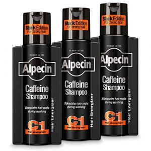 Alpecin Black Shampooing pour Hommes avec nouveau parfum 3x 250ml | Shampooing pour la Croissance des Cheveux | Shampooing pour Hommes pour des Cheveux Naturels et Forts (Dr. Kurt Wolff GmbH & Co. KG, neuf)