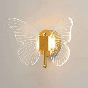 GANGUIO Applique Murale LED Papillon dor&eacute;e 10 W - Luminaire d'ambiance d'int&eacute;rieur Moderne - Lampe de Chevet/t&ecirc;te de lit pour Chambre d'enfant, Lampe Murale d&eacute;corative pour Salon (3000 k) (JUPITER+, neuf)