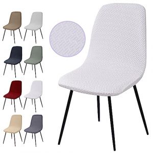 Housse de Chaise Extensible 6 pièces, Housse de Salle à Manger Amovible Lavables Couverture de Chaise en Jacquard Revêtement de Chaise pour Salle à Manger,Hôtel,Décor,Mariage(T-Blanc, 6 Pièces) (Eckonaver, neuf)