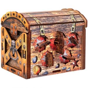 ESC WELT Coffre au Tr&eacute;sor Pirate - Bo&icirc;te-cadeau avec m&eacute;canisme secret - Puzzle Box - Puzzle 3D en bois - Bo&icirc;te &agrave; &eacute;nigmes pour argent - Jeu IQ - Cadeau pour adolescents et adultes - Compartiment secret (Escape Welt Shop, neuf)