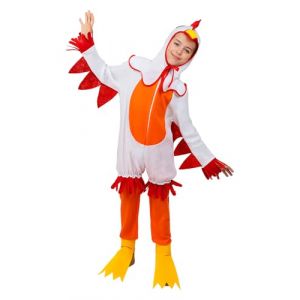 Funidelia | D&eacute;guisement poule pour fille et gar&ccedil;on Animaux, Poule, Coq, Poulet - D&eacute;guisement pour Enfant et accessoires pour Halloween, carnaval et f&ecirc;tes - Taille 10-12 ans - Blanc (Funidelia FR-BE-LU, neuf)