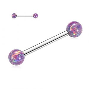 AROWRO Anneaux de Langue en Titane G23 14G pour T&eacute;tons, Barbells Droites, Tige de Langue pour T&eacute;tons 12mm-18mm, Titane (yueeu, neuf)