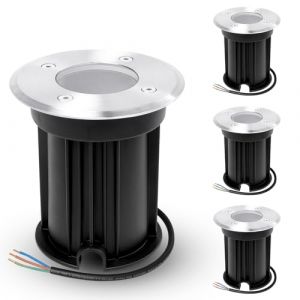 YindaLux 4x Spot Encastrable Exterieur au sol pour GU10 203V, IP67 Étanche Spot LED Encastrable Exterieur pour terrasse, jardin, trottoir, terrasse, allée, pelouse, Rond, Noir(sans ampoule) (Xziming, neuf)