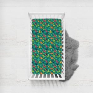 Odot Drap Housse pour Lit de Bébé, Motif Dinosaure Housse de Matelas pour Bébé Drap Housse Respirant Douce pour Lit Parapluie et Berceau Draps Housses Enfants (Plantes vertes,65x95cm) (Odot, neuf)