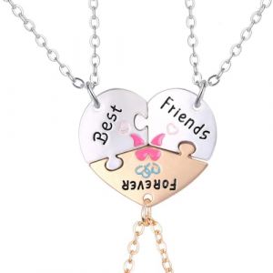 JYNXOR 3 Pcs Collier d'amiti&eacute; pour Filles collier d'amiti&eacute; pour Enfants Collier Bff Pendentif Meilleur ami Cadeau d'anniversaire pour 3 Filles pour Fille Cha&icirc;ne Pendentif (SHOPSCAPE INK, neuf)