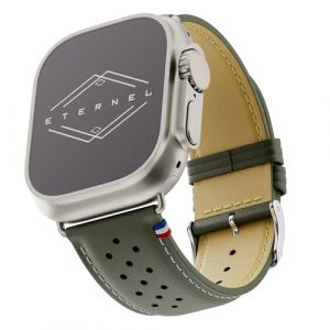 Eternel - Roadster Bracelet embl&eacute;matique - Compatible toutes Apple Watch - 45/46mm - Fait main en France - Tannage v&eacute;g&eacute;tal - Vert - Adaptateurs titane ultra (&Eacute;ternel bracelets, neuf)