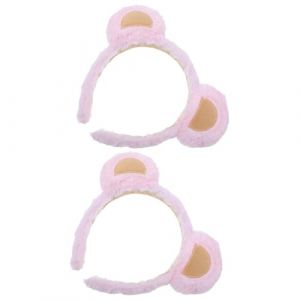 MUCKLILY Lot de 2 Serrage-T&ecirc;tes Oreilles D&rsquo;Ours en Fourrure Rose Doux Bandeaux Spa Kawaii pour Maquillage et Soin Visage Accessoire Cosplay et D&eacute;guisement Animal Mignon pour Filles et (Senike, neuf)