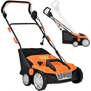 RELAX4LIFE Scarificateur A&eacute;rateur &Eacute;lectrique 1800W jusqu'&agrave; 350m&sup2; avec Bac de Ramassage 45L, Profondeur&Hauteur R&eacute;glable,Verrou de s&eacute;curit&eacute; pour Gazon Sol (Orange, 45L-1800W) (RELAX4LIFE, neuf)