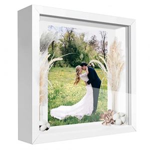 sunmeg 3D Cadre Vitrine Profond 30x30 cm Cadre Photo 3D Cadre Boîte en Bois Cadre Epais pour Objet Médailles, Billets, Fleurs, Souvenirs, Diamond Painting (Gying-EU, neuf)