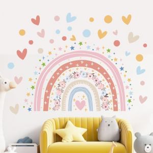 2 Feuilles Autocollant Mural Arc-En-Ciel, 30x90cm Stickers Muraux Arc-En-Ciel Autocollant Mural Arc-En-Ciel Aquarelle Autocollants Muraux Arc-En-Ciel pour Chambre Fille Garçon (KISEGO, neuf)