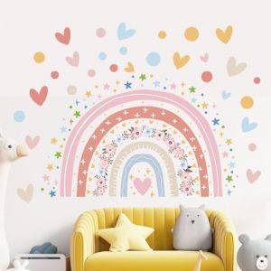 2 Feuilles Autocollant Mural Arc-En-Ciel, 30x90cm Stickers Muraux Arc-En-Ciel Autocollant Mural Arc-En-Ciel Aquarelle Autocollants Muraux Arc-En-Ciel pour Chambre Fille Garçon (YESIONG, neuf)