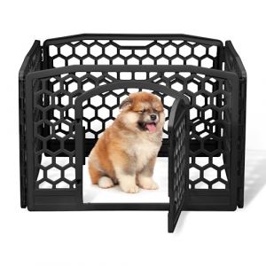 Iris Ohyama, Parc pour Chien Intérieur, Extérieur avec 4 Panneaux & Porte Verrouillable, H58cm, Noir, Cage, Enclos, Cloture pour Chiens, Chiot, Chat, Lapin, Animaux de Compagnie, Plastique, CI-584HC (Iris Ohyama France, neuf)